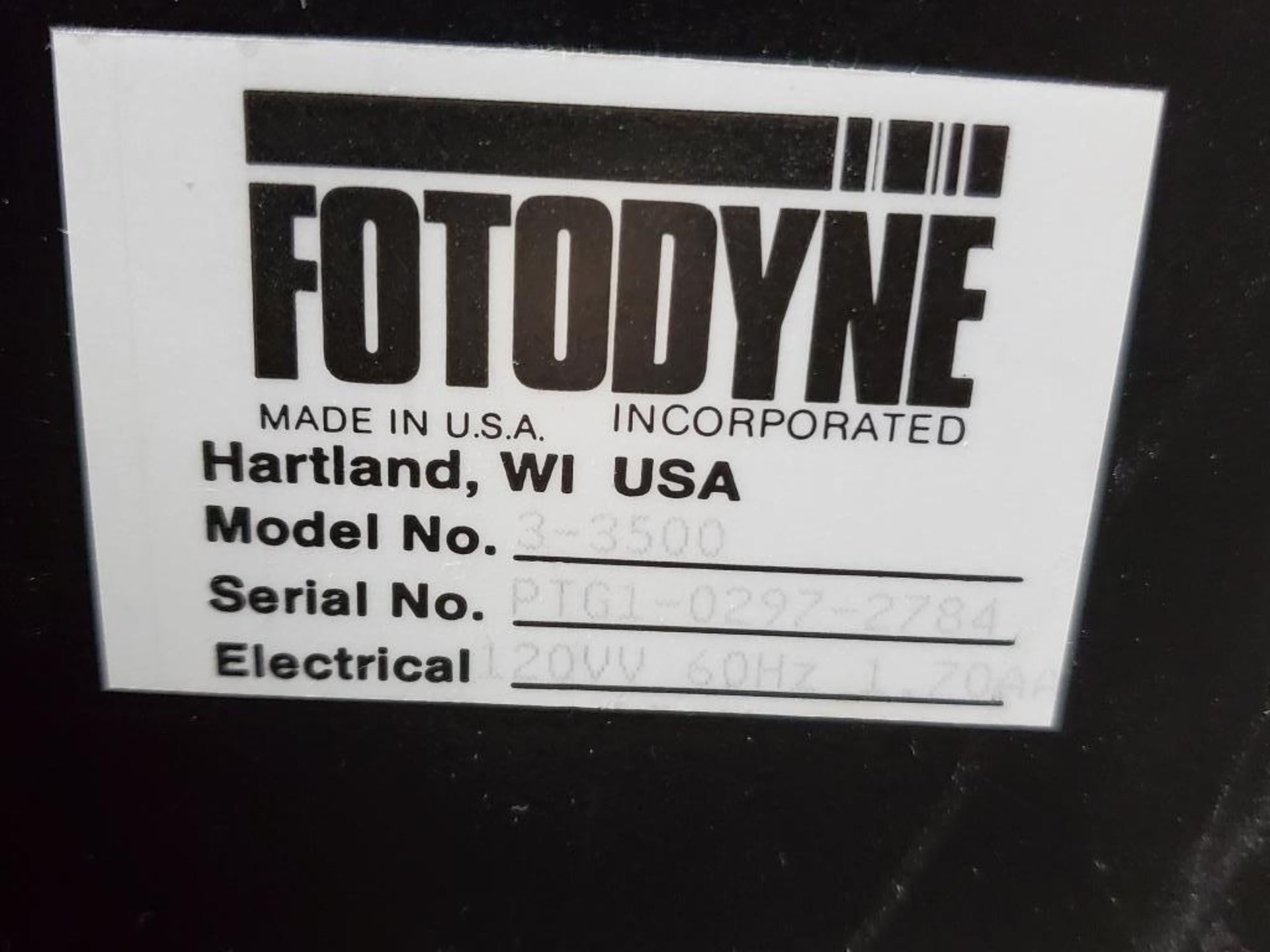 Fotodyne Model 3-3500 UV Transilluminator - Image 5 of 5