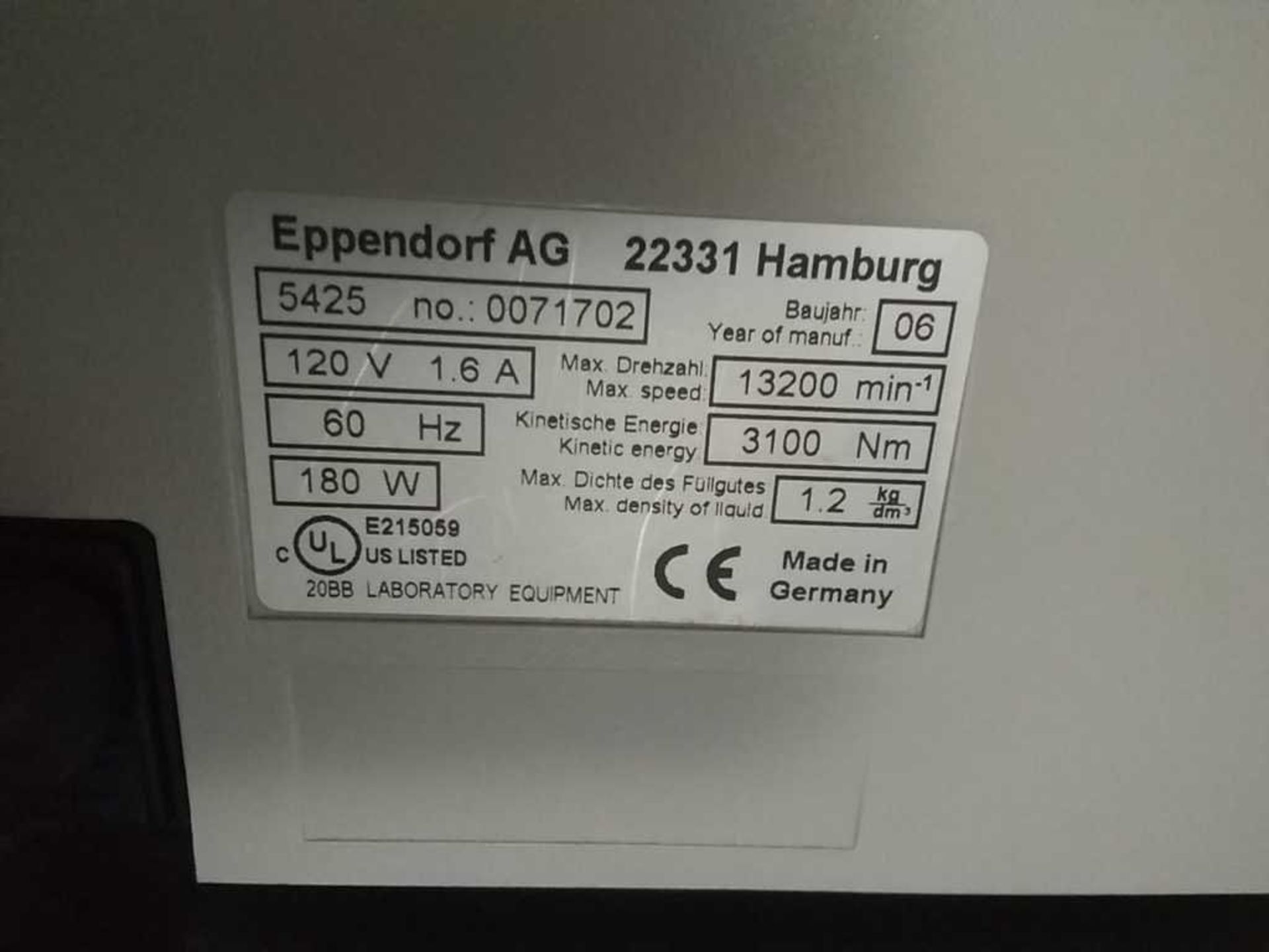 Eppendorf 5415D Benchtop Centrifuge Model 5425 - Bild 5 aus 5