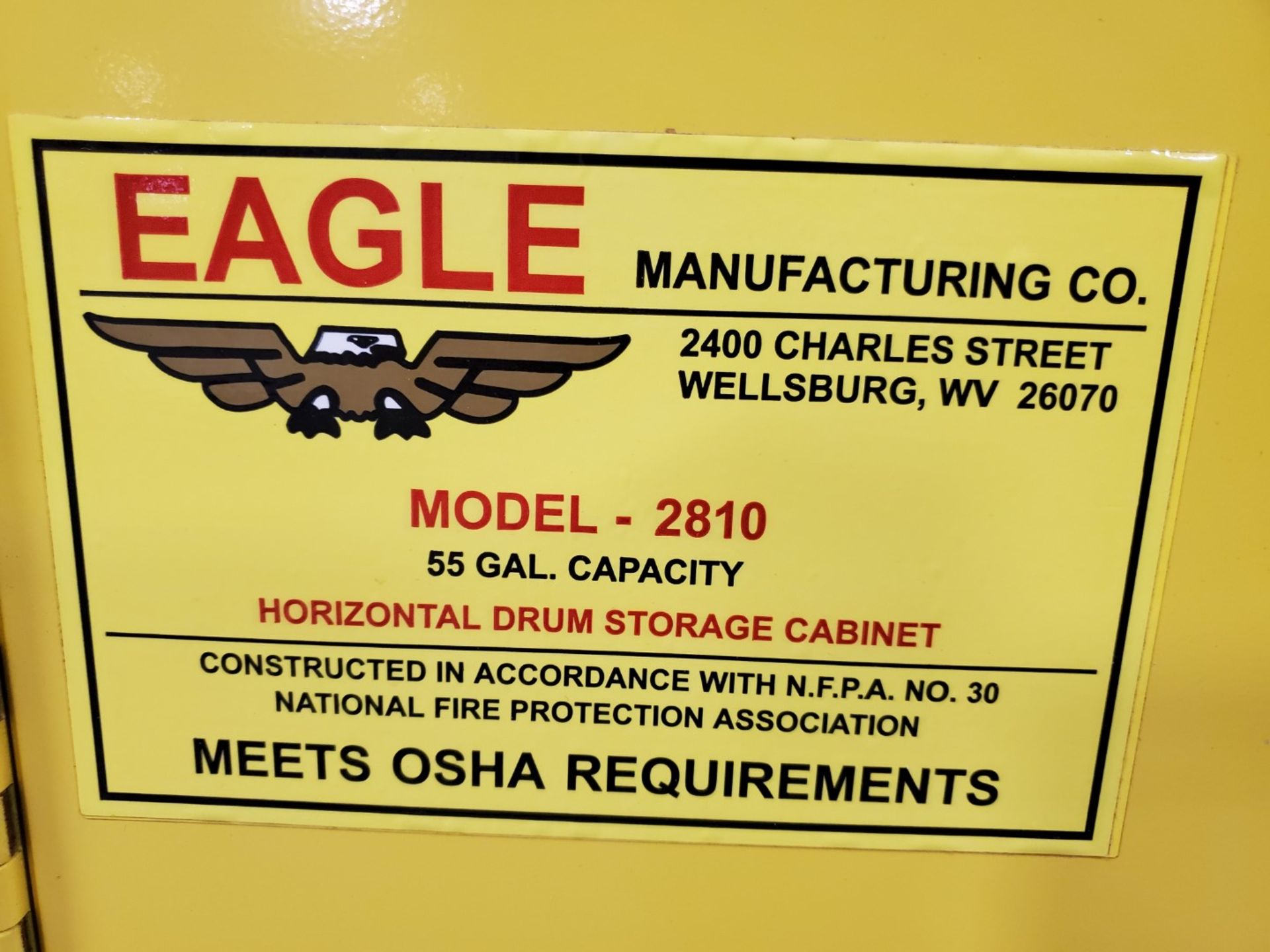 Eagle 55 Gal Flammable Storage Cabinet, Model 2810 - Image 4 of 4