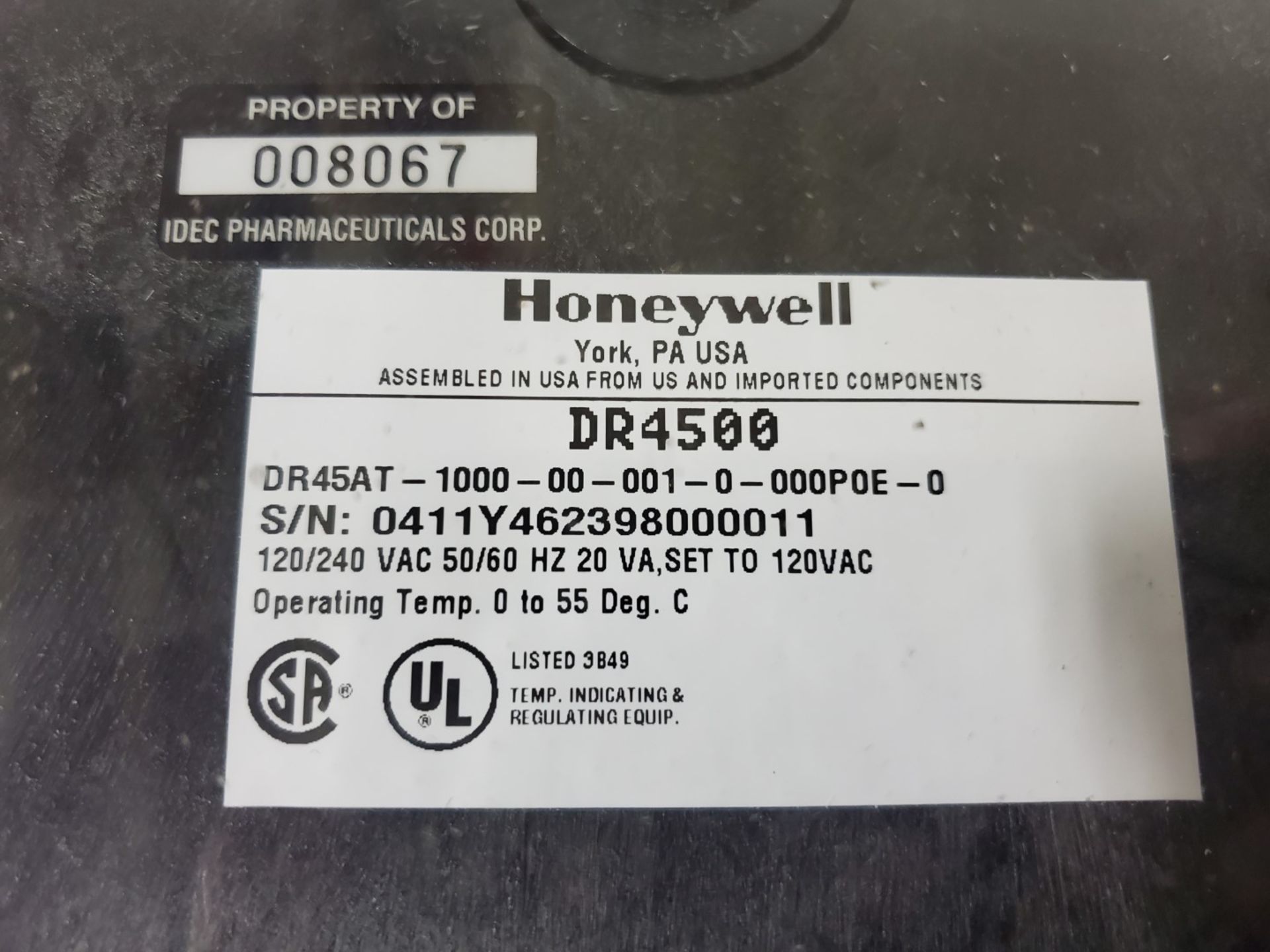 (2) Honeywell Chart Recorders, Model DR4500 - Image 2 of 3