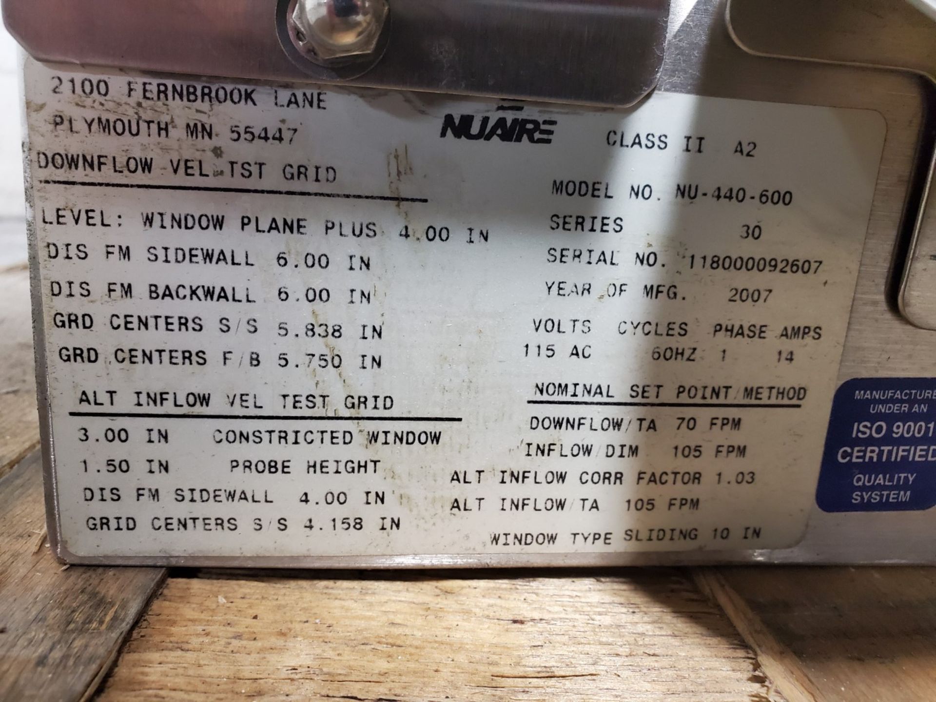 70" Nuaire Biological Safety Cabinet, Model NU-440-600 - Image 2 of 9