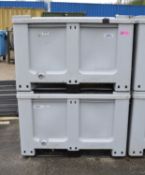 2x Grey Plastic Shipping Cases L1220 x W1020 x H800mm.