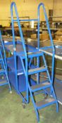 4 Tread Safety Steps Picking Trolley - Blue