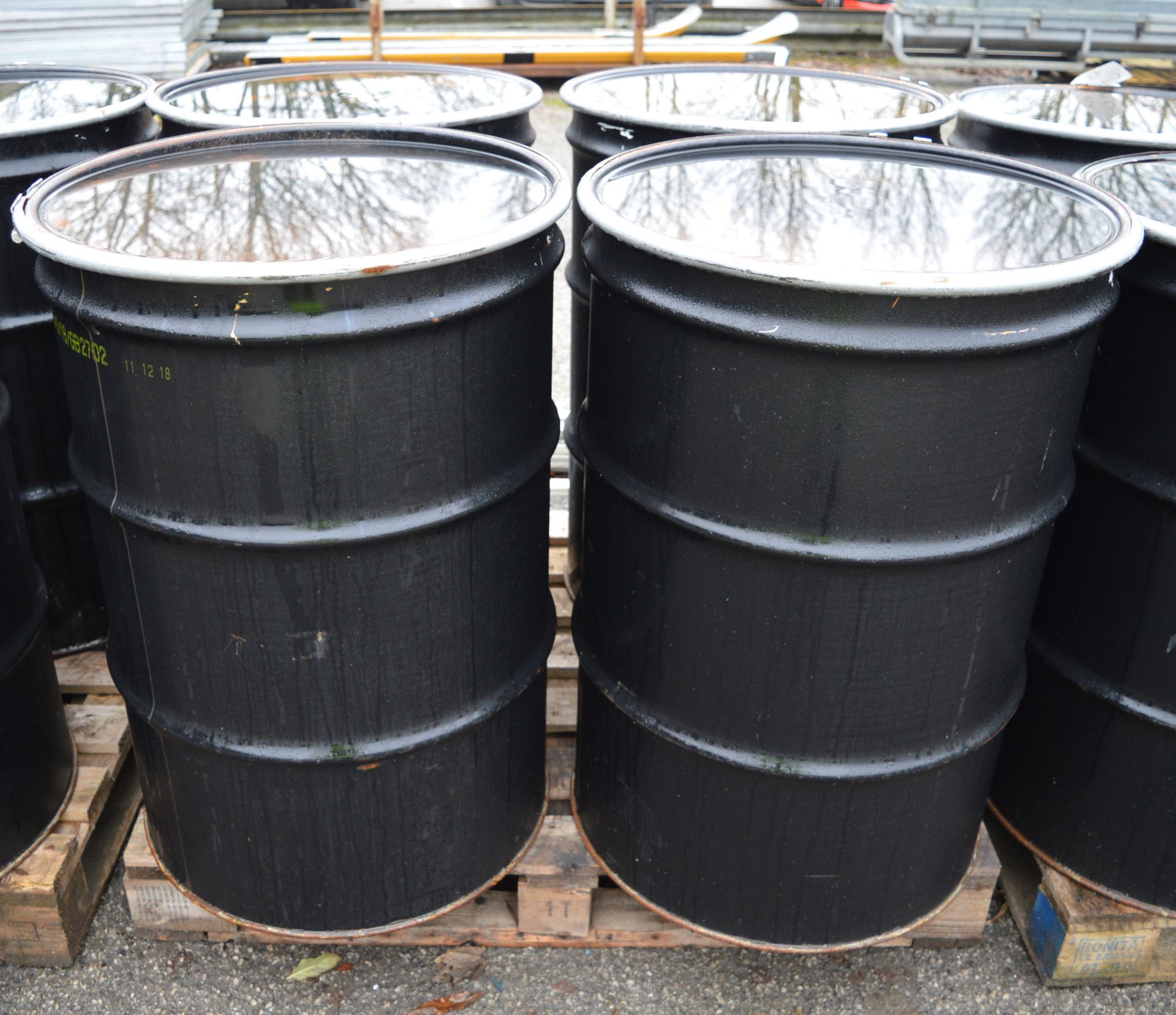 4x 45 Gallon Drums with Removable Lids.