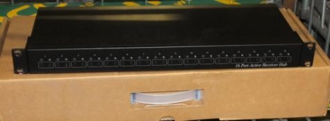 16 Port Active Receiver with Surge in 1U Rack Mounting Panel - 15-W116RAH