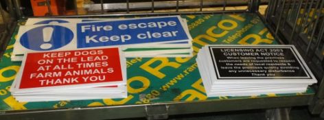 Various Signage - Keep Clear, Dogs on Leads, Licensing Act 2003