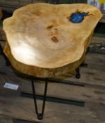 Chestnut Live Edge Hairpin Coffee Table (hand made) with Resin