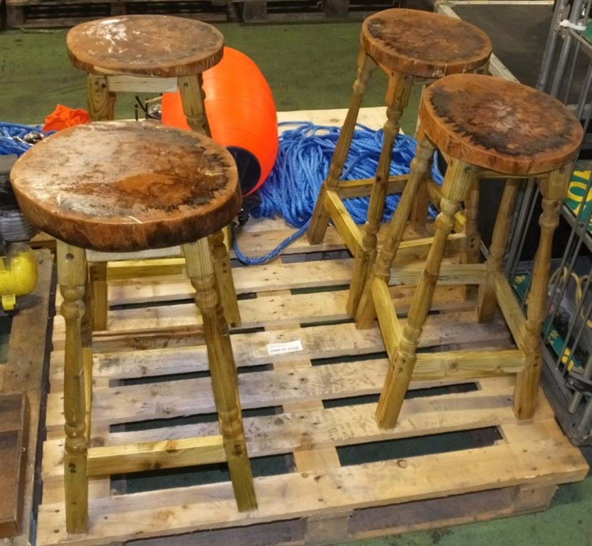 4x Elm Live Edge Bar Stools