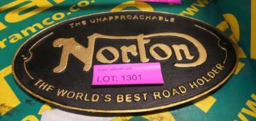 Black Norton Cast Sign.
