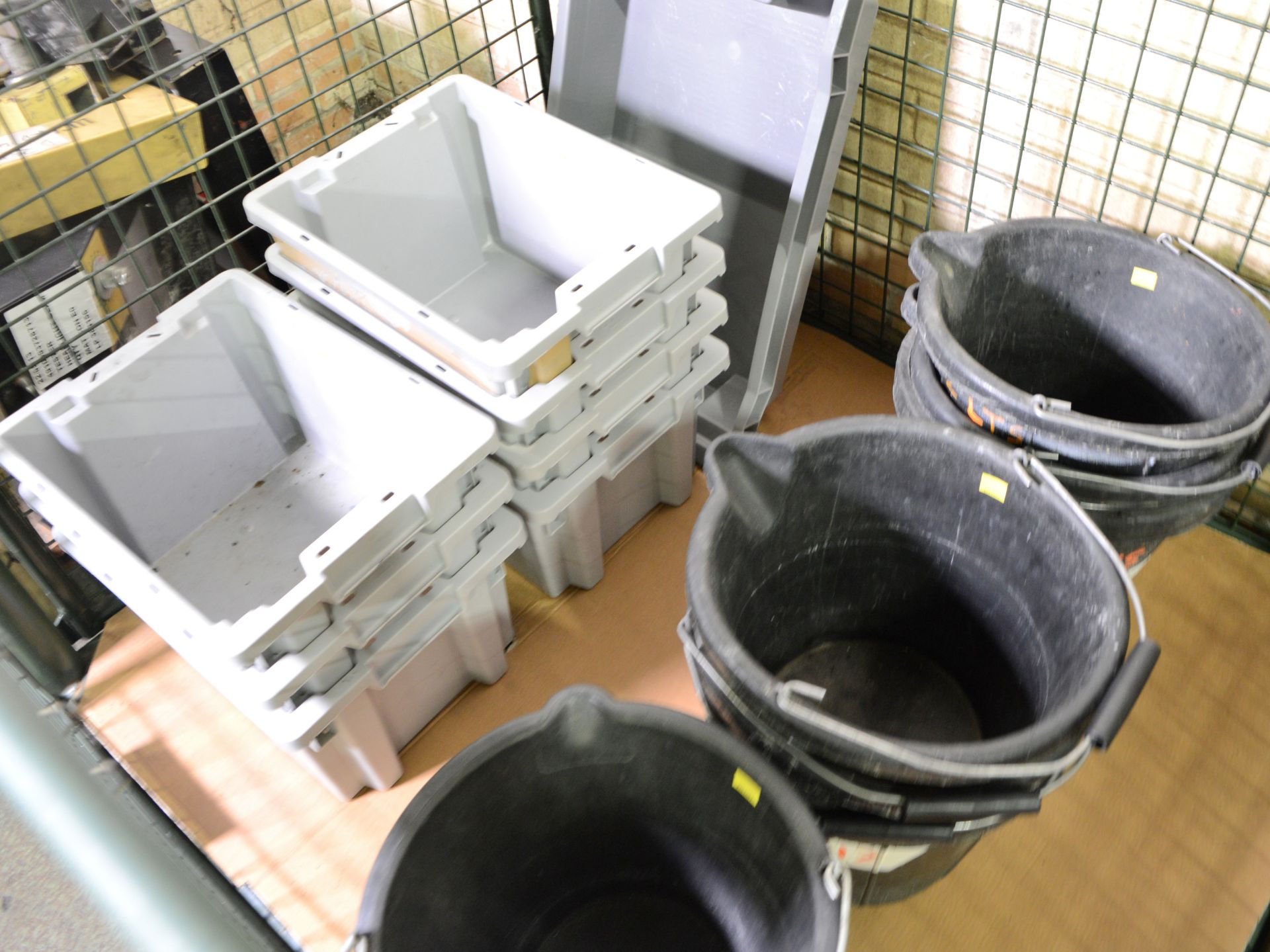 8x Grey Tote Boxes. 9x Rubber Buckets. - Image 2 of 2
