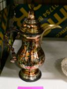 Decorative Metal Tea / Coffee Pot with Egyptian Motif - Damage to lid hinge.
