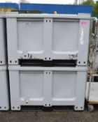 2x Grey Plastic Shipping Cases L1220 x W1020 x H800mm.