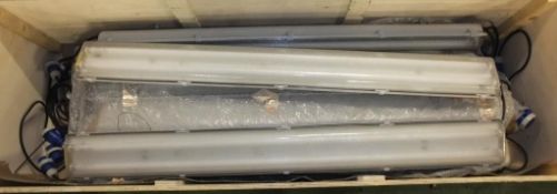 10x Twin Fluorescent Light Fixtures - L156 X W18 X D12 cm