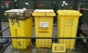 3x Chemical Spill Kit Bins with Part Contents.