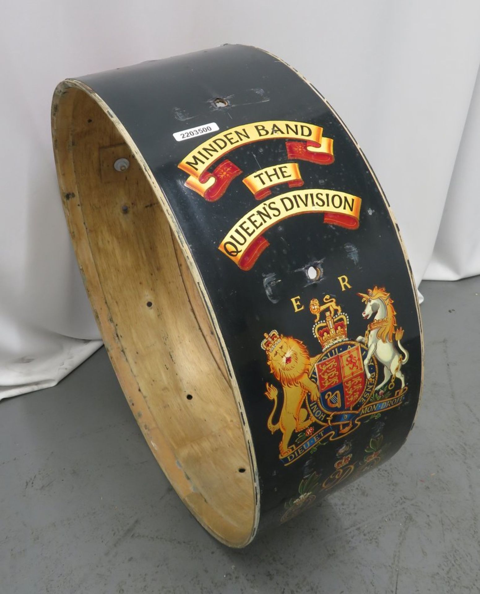 Minden Queens Division Marching Bass Drum Carcase. (damaged)