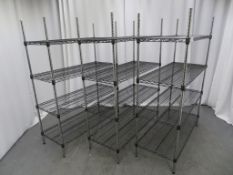 3 X COATED WIRE STORAGE RACKS; EACH 1200 X 500 X 1640MM