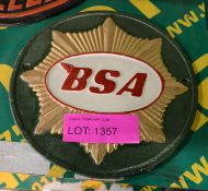 BSA Cast Iron Sign.