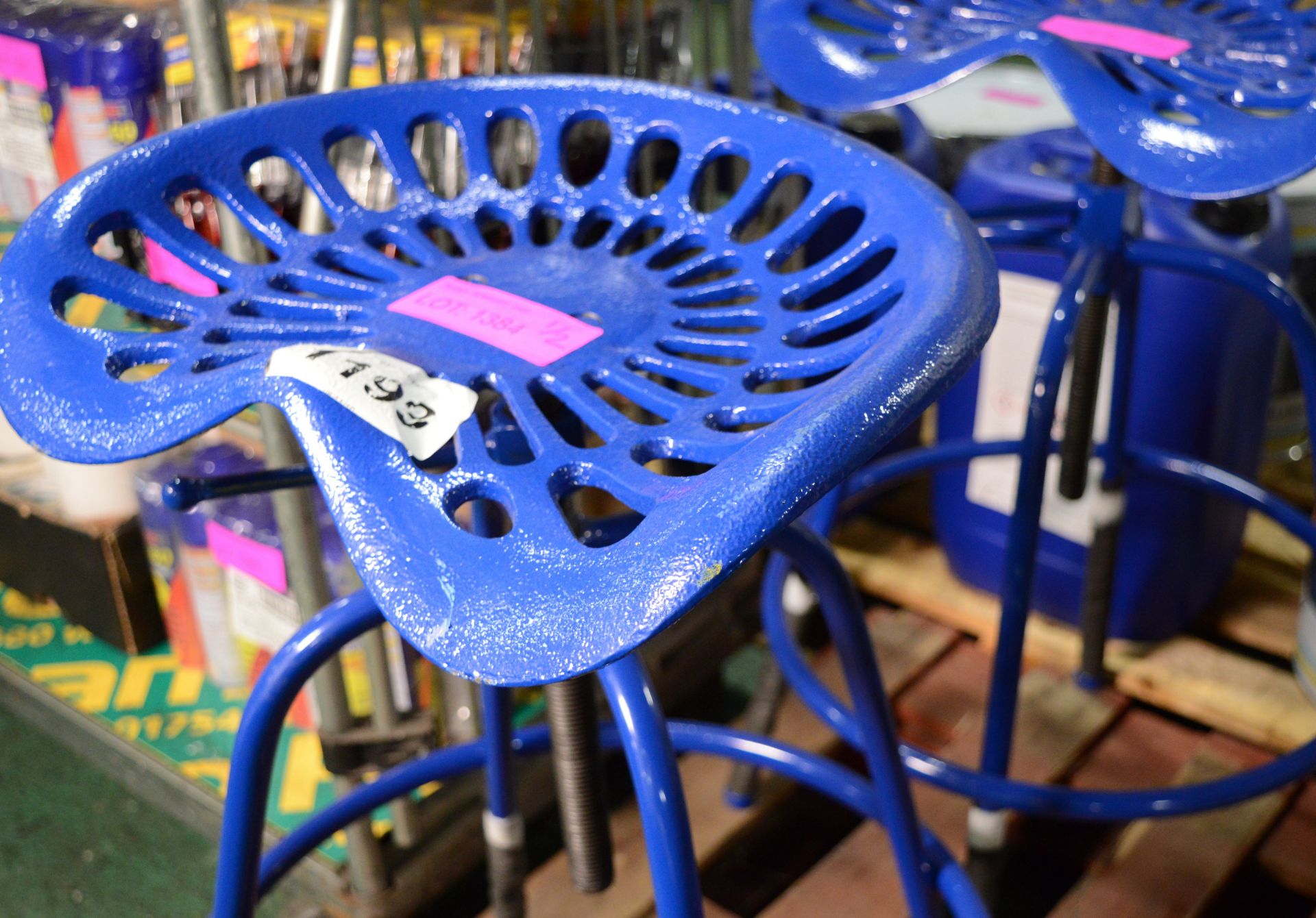 2x Cast Tractor Seat Stools - Blue. - Image 2 of 2