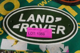 Land Rover Cast Iron Sign.