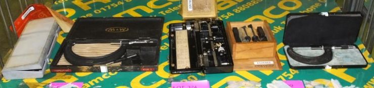 Part Box Of Maun Wad Punch Kit No 1000-05, Moore & Wright Micrometer 4-5, Proxxon n/o 24-2