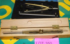 9 inch Proportional Compasses in a wooden box, Staedtler Mars Compass Set