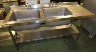 Double Bowl Stainless Steel Sink W1800 x D700mm.