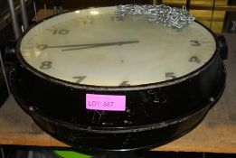 Large Double Sided Hanging Clock - Glass broken one side.