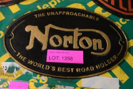 Norton Cast Iron Sign.