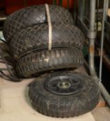 4x Small Pneumatic Wheels & Tyres.