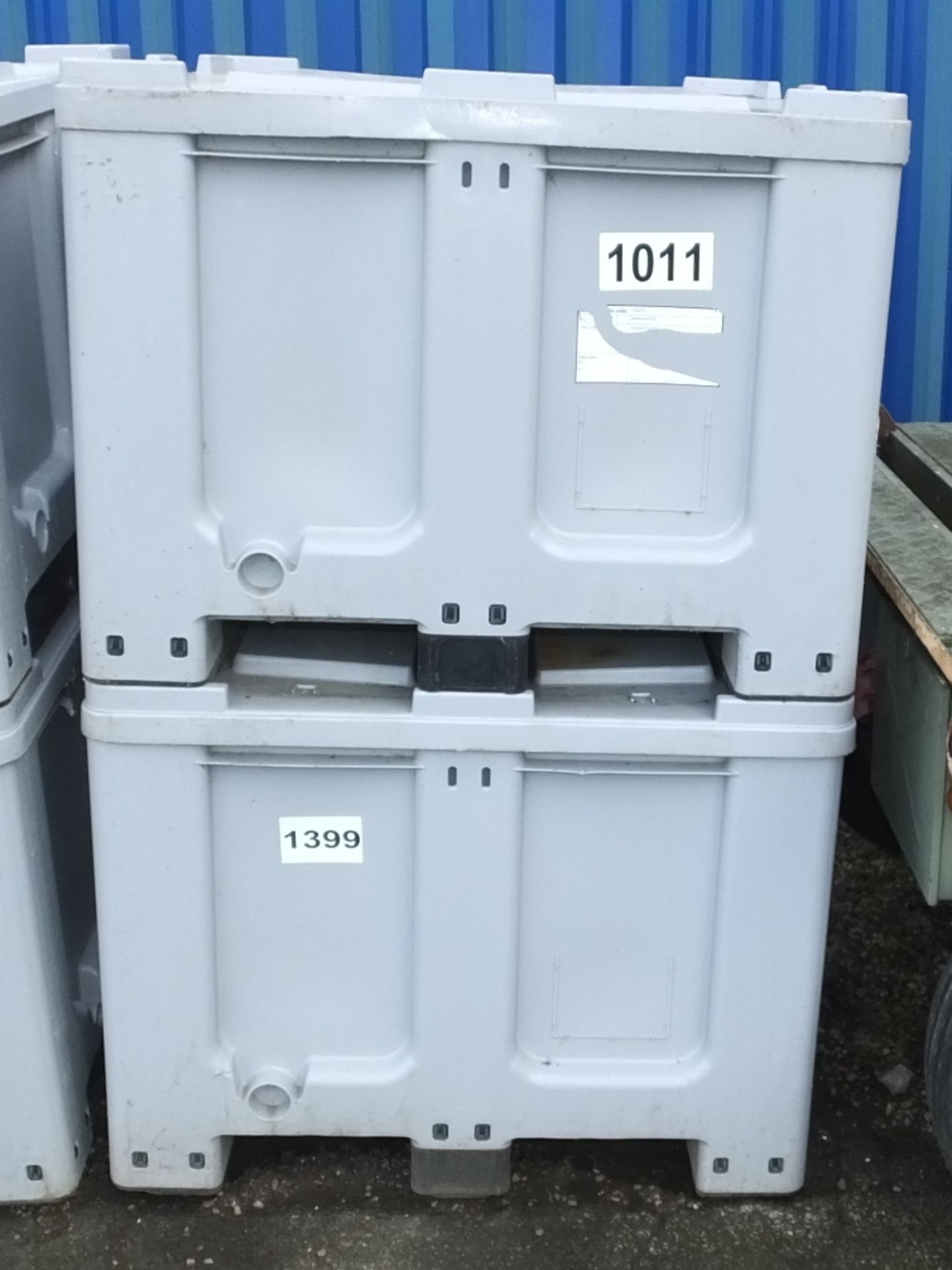 2x Plastic Shipping Cases Grey L1220 x W1020 x H800mm - with lids