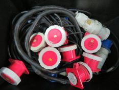 QTY OF ASSORTED POWER CABLES, CONNECTORS ETC