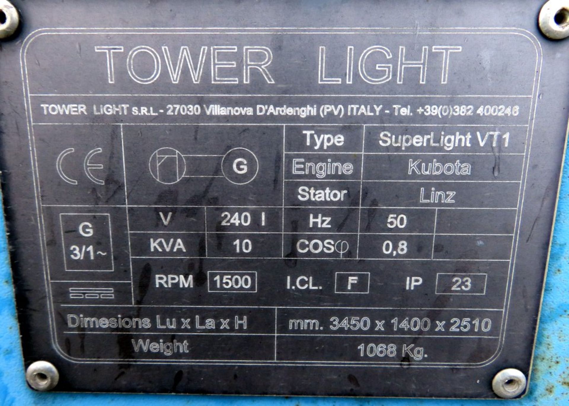 Super Light VT1 Lighting Tower. 228 Hours. 3 Cylinder Kubota Diesel. - Image 5 of 13