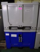 2x Plastic Storage Bins L1220 x W1020 x H830mm.