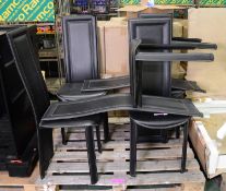 6x Black Leather Dining Chairs - Cracks to some areas.