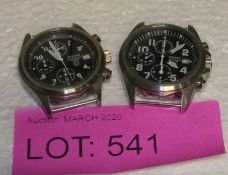 2x Pulsar Chronograph Watches 100m No Back Plate - as spares or repairs