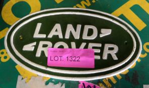 Land Rover Cast Iron Sign.