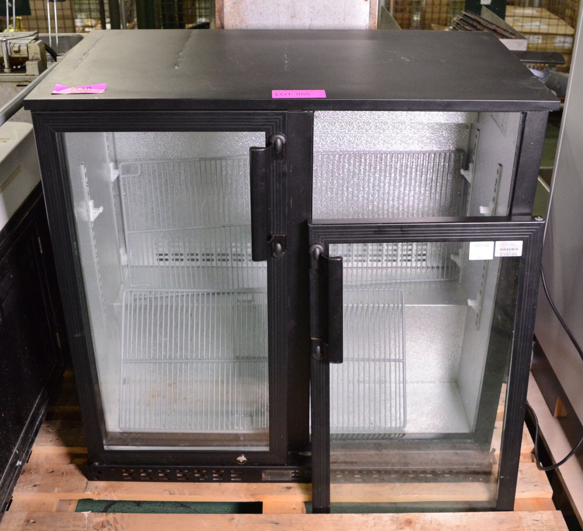 Double Door Refrigerated Drinks Cabinet W900 x D500 x H890 - Door in need of attention.