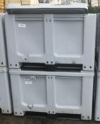 2x Plastic Shipping Cases Grey L1220 x W1020 x H800mm