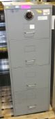 4 Draw Filing Cabinet With Spin Lock Bar W470mm x L700mm x H1320mm - combination unknown