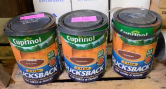 3x 5 litres Cuprinol Autumn Brown Ducksback Shed & Fence Protection. 6x Rolls Gutter Guard Mesh.