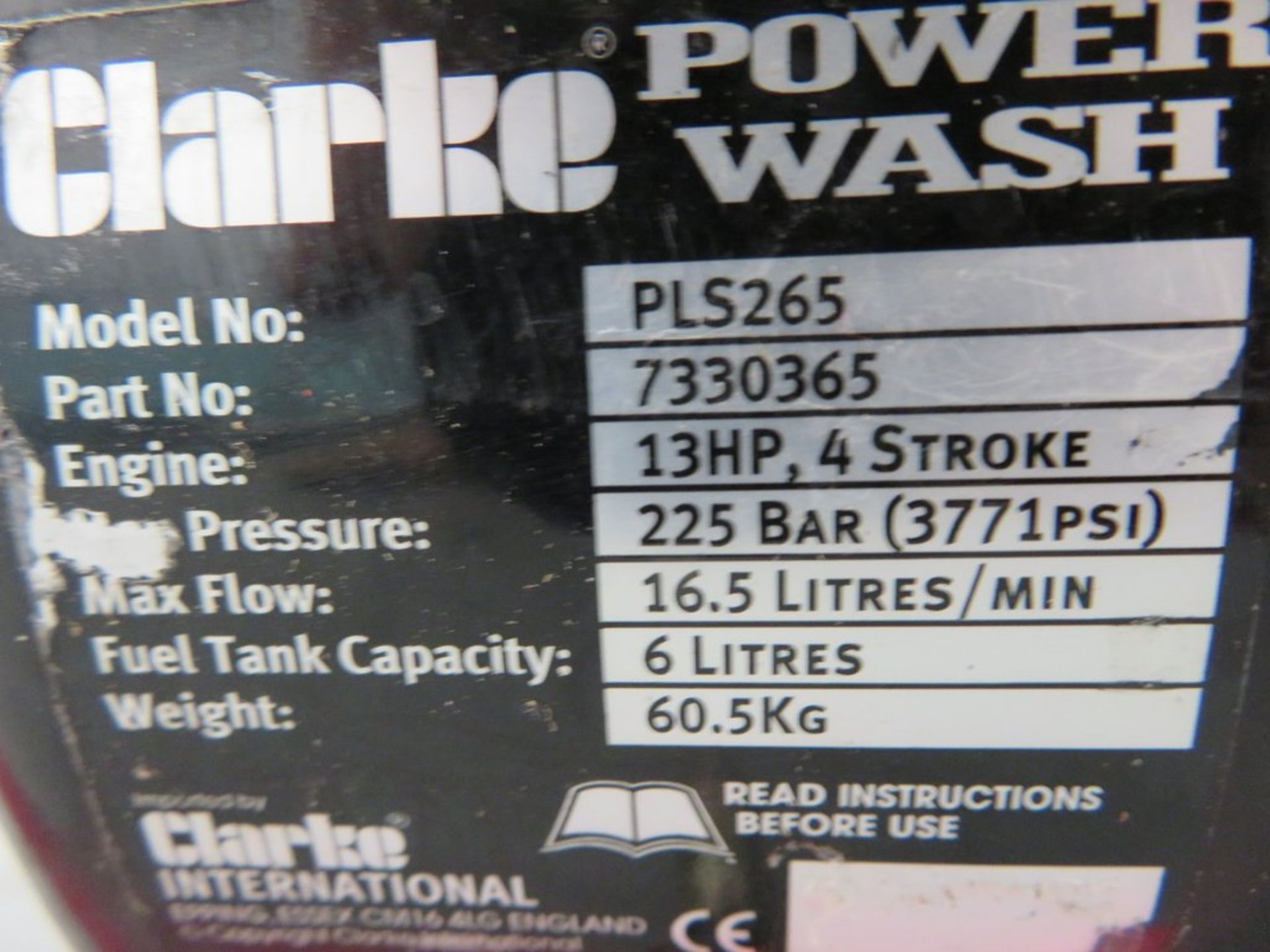 Clarke PLS265 petrol power washer. - Image 5 of 6