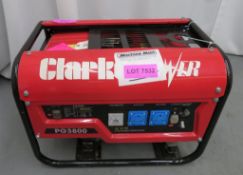 Clarke PG3800 petrol generator, 2.7kw, 230v.