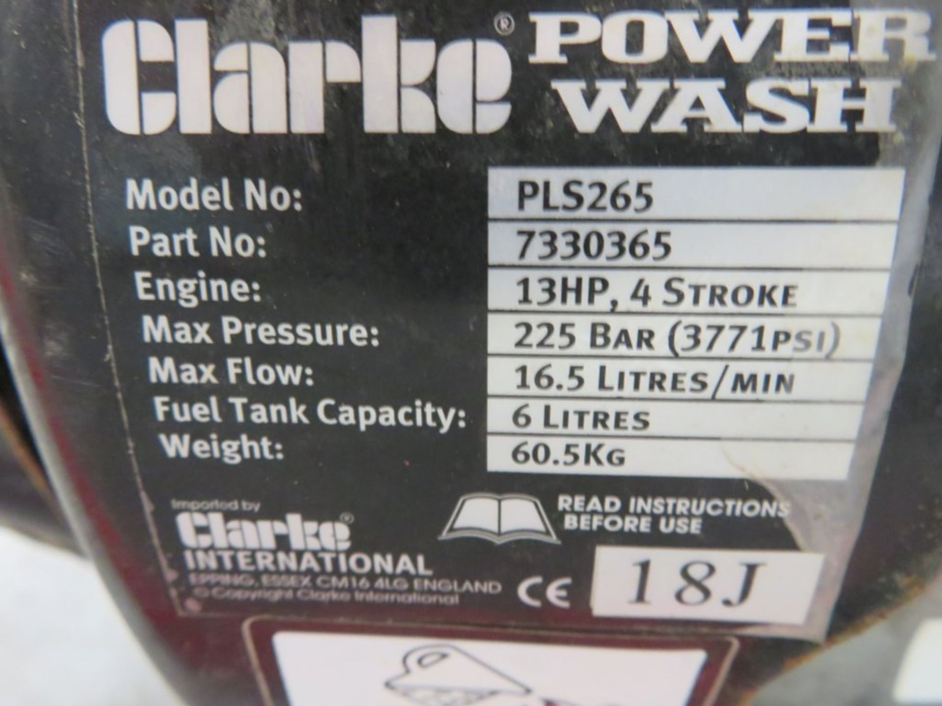 Clarke PLS265 petrol power washer. - Image 6 of 6