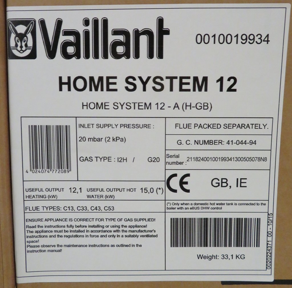 Vaillant Home System 12kw condensing boiler, new in box, rrp £688 - Image 3 of 3