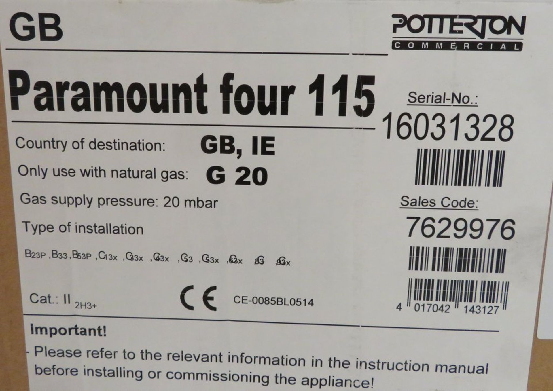 Potterton Commercial Paramount Four 115kw gas boiler, new in box, rrp £4162.43 - Image 3 of 3