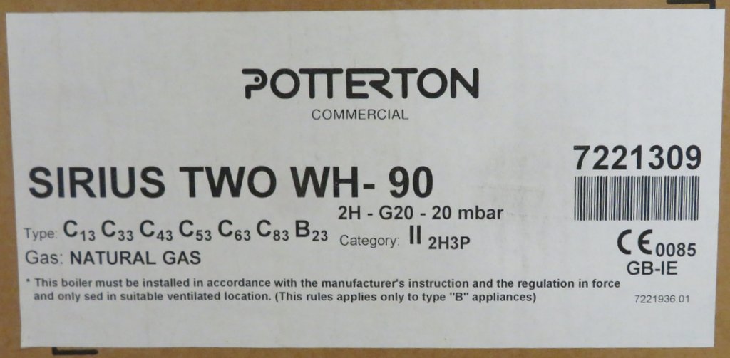 Potterton Sirius Two 90kw gas boiler, new in box, rrp £2370 - Image 3 of 3