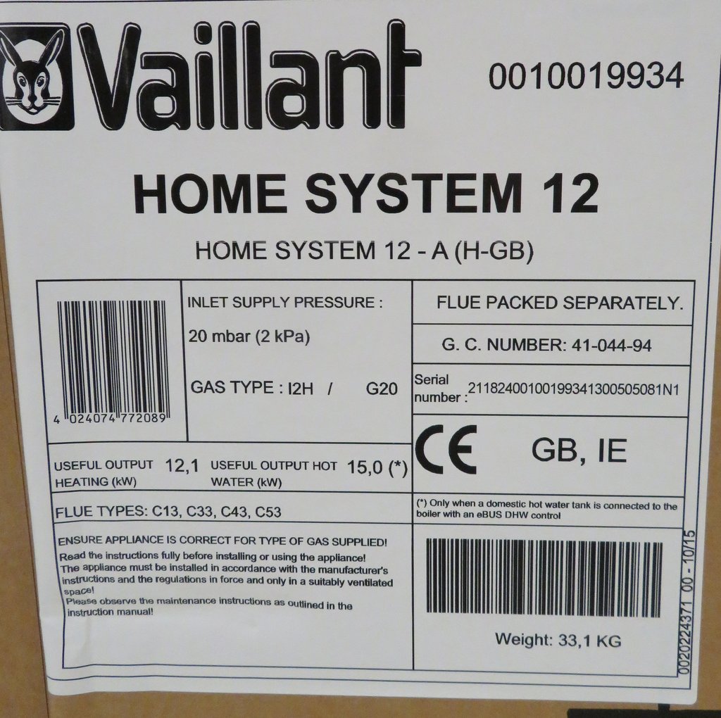 Vaillant Home System 12kw condensing boiler, new in box, rrp £688 - Image 3 of 3