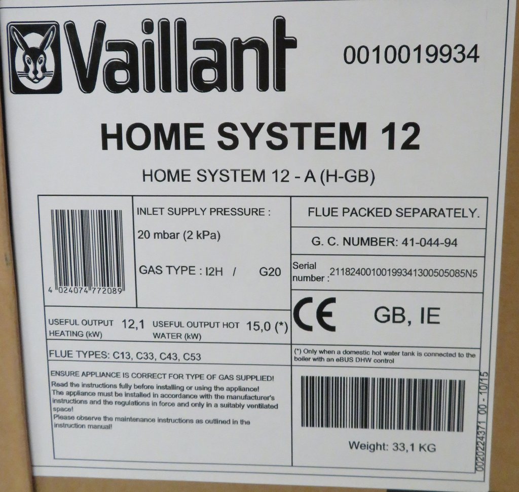 Vaillant Home System 12kw condensing boiler, new in box, rrp £688 - Image 3 of 3