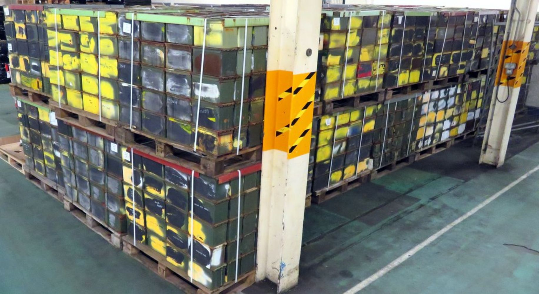 One Artic Lorry Load Of Ex MoD M2A1 Ammunition Containers - 48 Pallets - Quantity 5760 Boxes