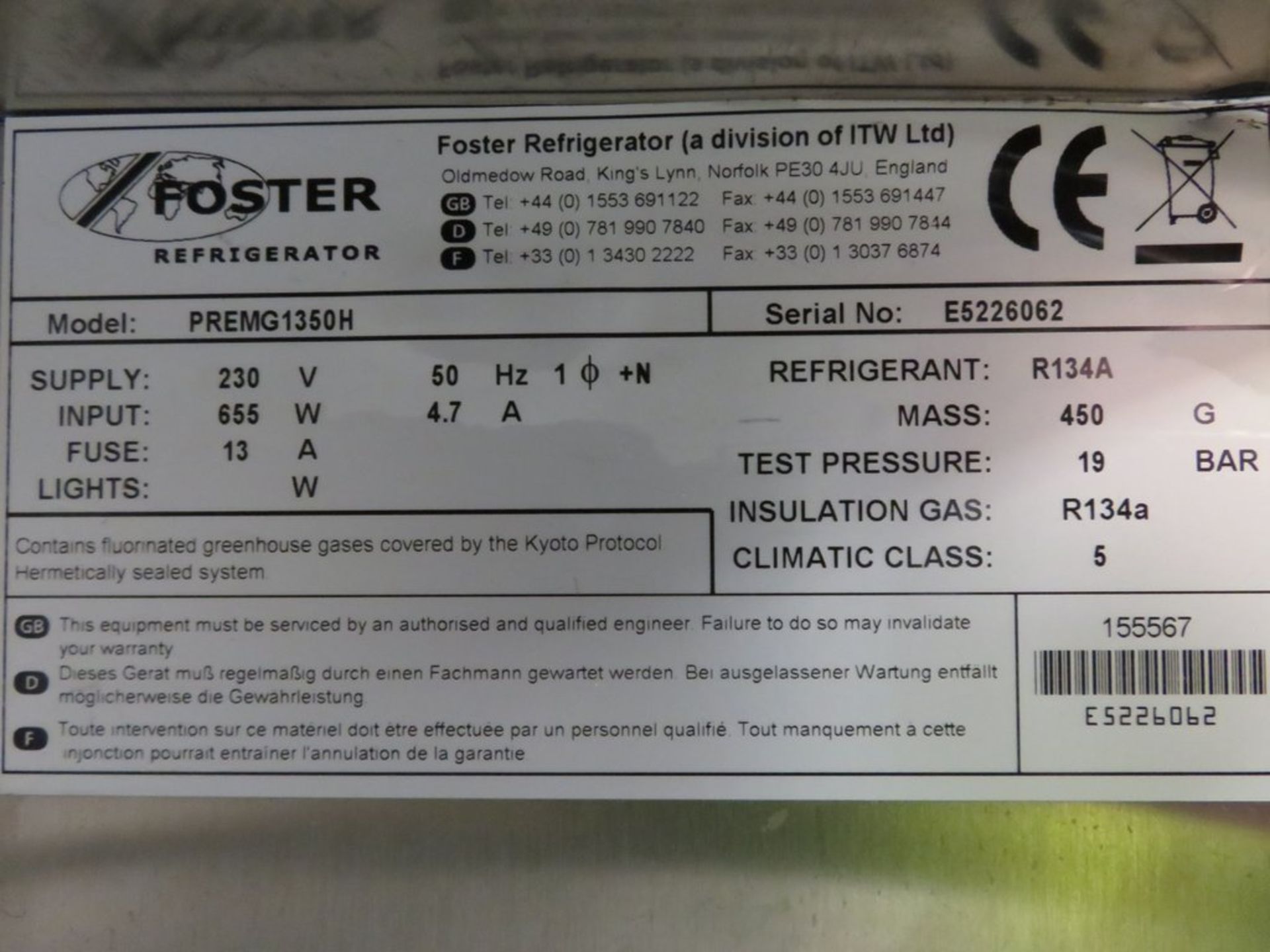 Foster PREMG1350H double door fridge - Image 8 of 8